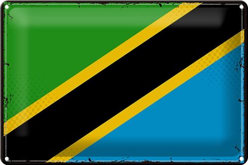 Blechschild Flagge Tansania 30x20cm Retro Flag of Tanzania