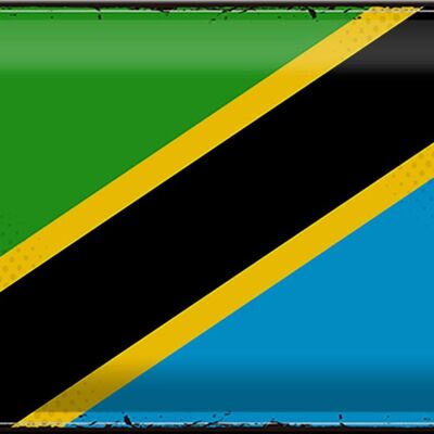 Targa in metallo Bandiera Tanzania 30x20 cm Bandiera retrò della Tanzania