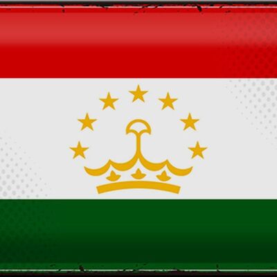 Cartel de chapa con bandera de Tayikistán, 30x20cm, Retro, Tayikistán