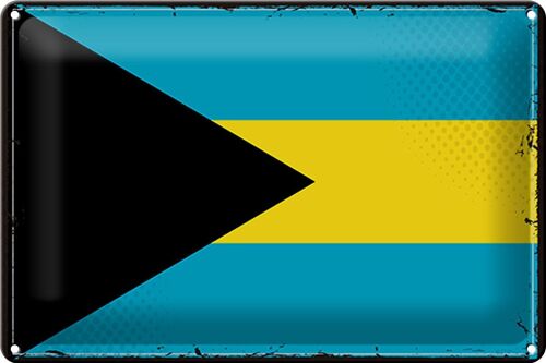 Blechschild Flagge Bahamas 30x20cm Retro Flag of Bahamas