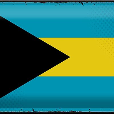 Drapeau en étain des Bahamas, 30x20cm, drapeau rétro des Bahamas