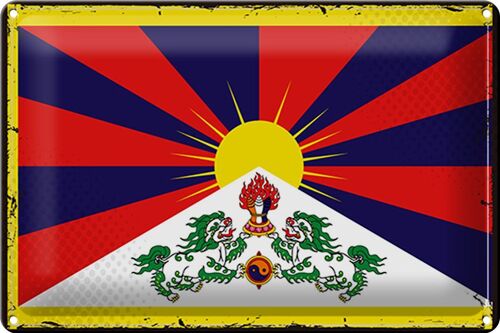 Blechschild Flagge Tibet 30x20cm Retro Flag of Tibet