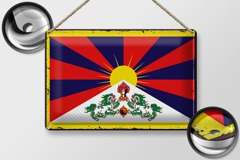 Drapeau en étain du Tibet, 30x20cm, drapeau rétro du Tibet 2