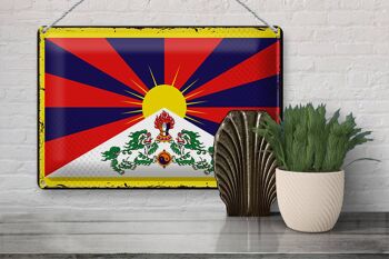 Drapeau en étain du Tibet, 30x20cm, drapeau rétro du Tibet 3