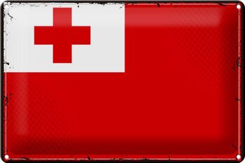 Panneau en étain drapeau des Tonga, 30x20cm, drapeau rétro des Tonga 1