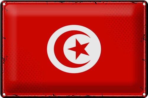 Blechschild Flagge Tunesien 30x20cm Retro Flag of Tunisia