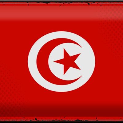 Targa in metallo Bandiera Tunisia 30x20 cm Bandiera retrò della Tunisia