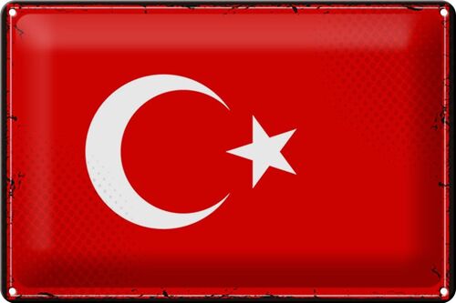 Blechschild Flagge Türkei 30x20cm Retro Flag of Turkey