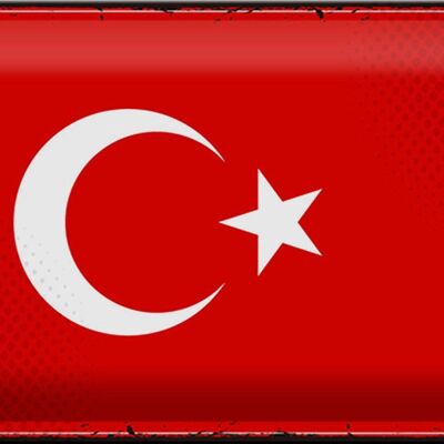 Blechschild Flagge Türkei 30x20cm Retro Flag of Turkey