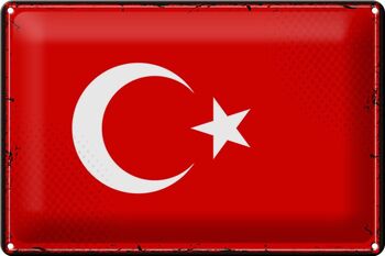 Drapeau en métal Türkiye 30x20cm, drapeau rétro de la Turquie 1
