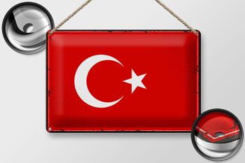 Drapeau en métal Türkiye 30x20cm, drapeau rétro de la Turquie 2