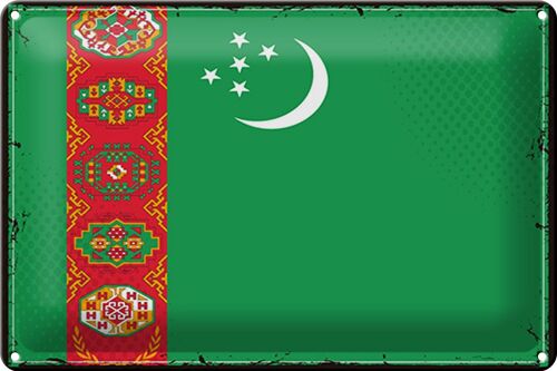 Blechschild Flagge Turkmenistan 30x20cm Retro Turkmenistan