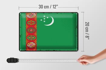 Signe en étain drapeau Turkménistan 30x20cm rétro Turkménistan 4