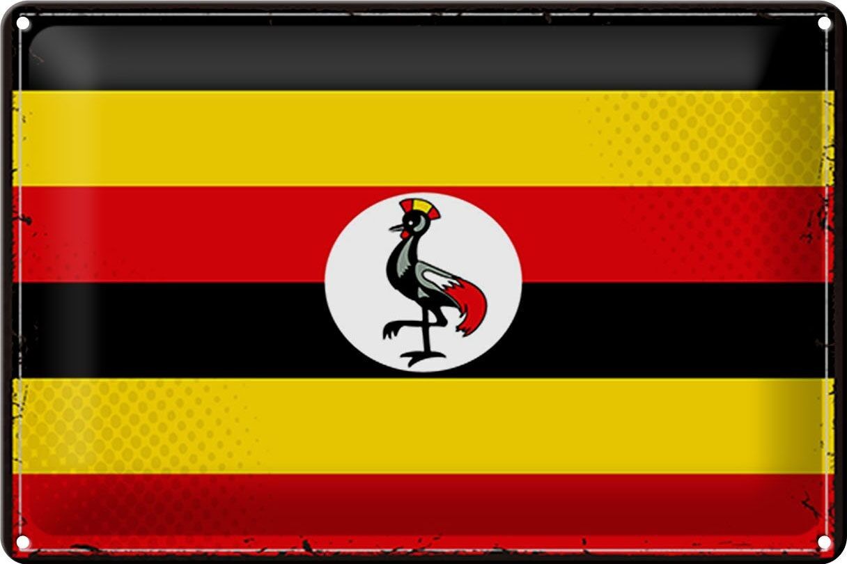 Cartel de chapa Bandera de Uganda 30x20cm Bandera Retro de Uganda