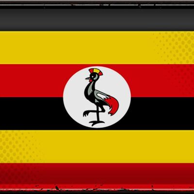 Drapeau en étain de l'Ouganda, 30x20cm, drapeau rétro de l'Ouganda
