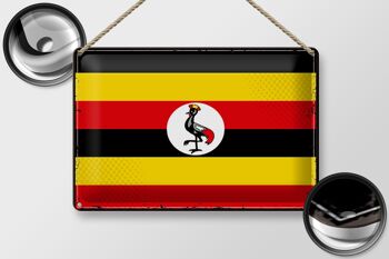 Drapeau en étain de l'Ouganda, 30x20cm, drapeau rétro de l'Ouganda 2