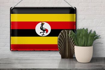 Drapeau en étain de l'Ouganda, 30x20cm, drapeau rétro de l'Ouganda 3