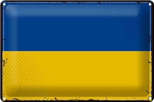 Blechschild Flagge Ukraine 30x20cm Retro Flag of Ukraine