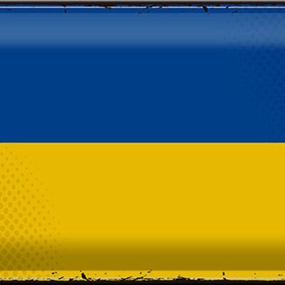 Drapeau en étain de l'Ukraine, 30x20cm, drapeau rétro de l'ukraine