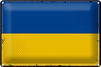 Drapeau en étain de l'Ukraine, 30x20cm, drapeau rétro de l'ukraine 1