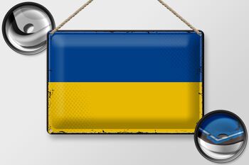 Drapeau en étain de l'Ukraine, 30x20cm, drapeau rétro de l'ukraine 2