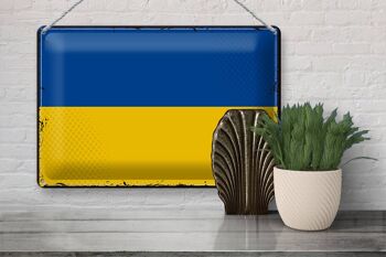 Drapeau en étain de l'Ukraine, 30x20cm, drapeau rétro de l'ukraine 3