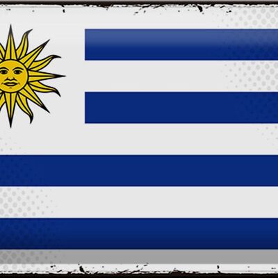 Signe en étain drapeau de l'uruguay, 30x20cm, drapeau rétro de l'uruguay