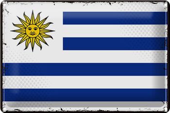 Signe en étain drapeau de l'uruguay, 30x20cm, drapeau rétro de l'uruguay 1