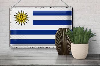 Signe en étain drapeau de l'uruguay, 30x20cm, drapeau rétro de l'uruguay 3