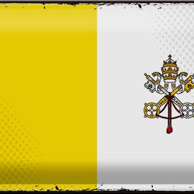 Cartel de chapa Bandera Ciudad del Vaticano 30x20cm Retro Ciudad del Vaticano