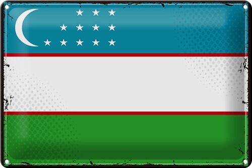 Blechschild Flagge Usbekistan 30x20cm Retro Uzbekistan