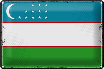 Signe en étain drapeau ouzbékistan, 30x20cm, rétro, ouzbékistan 1