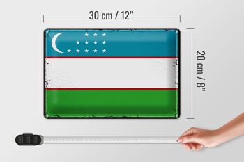 Signe en étain drapeau ouzbékistan, 30x20cm, rétro, ouzbékistan 4