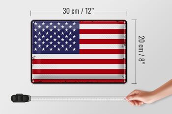 Signe en étain drapeau des états-unis, 30x20cm, rétro 4