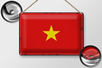 Drapeau en étain du Vietnam, 30x20cm, drapeau rétro du Vietnam 2