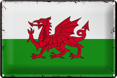 Blechschild Flagge Wales 30x20cm Retro Flag of Wales