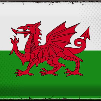 Targa in metallo Bandiera del Galles 30x20 cm Bandiera retrò del Galles