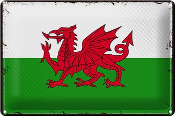 Signe en étain drapeau du pays de Galles, 30x20cm, drapeau rétro du pays de Galles 1