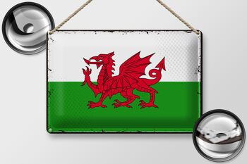 Signe en étain drapeau du pays de Galles, 30x20cm, drapeau rétro du pays de Galles 2