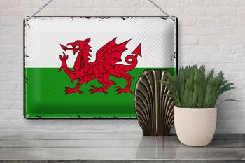 Signe en étain drapeau du pays de Galles, 30x20cm, drapeau rétro du pays de Galles 3
