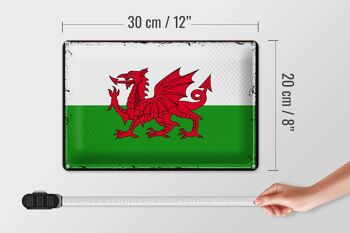 Signe en étain drapeau du pays de Galles, 30x20cm, drapeau rétro du pays de Galles 4