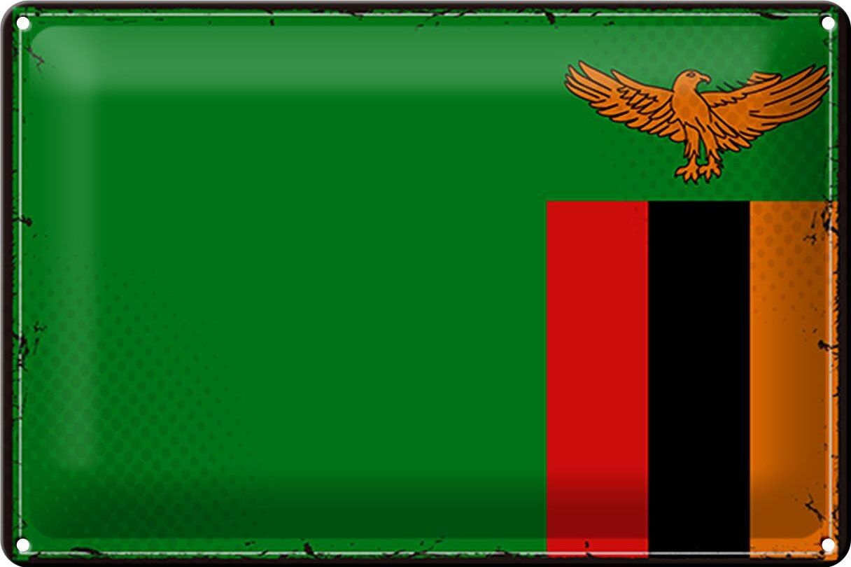 Tin sign flag Zambia 30x20cm Retro Flag of Zambia