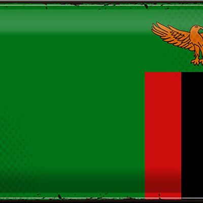 Targa in metallo Bandiera Zambia 30x20 cm Bandiera retrò dello Zambia