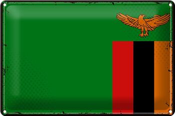 Drapeau en étain de la Zambie, 30x20cm, drapeau rétro de la Zambie 1