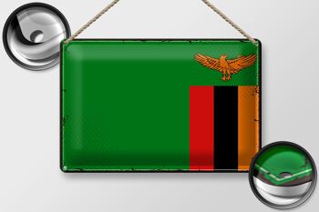 Drapeau en étain de la Zambie, 30x20cm, drapeau rétro de la Zambie 2