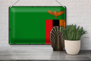 Drapeau en étain de la Zambie, 30x20cm, drapeau rétro de la Zambie 3