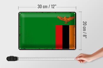 Drapeau en étain de la Zambie, 30x20cm, drapeau rétro de la Zambie 4