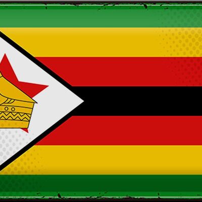 Cartel de chapa Bandera de Zimbabue 30x20cm Bandera Retro de Zimbabue