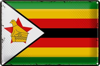 Signe en étain drapeau du Zimbabwe 30x20cm, drapeau rétro du Zimbabwe 1