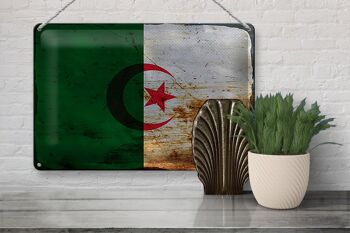 Signe en étain drapeau Algérie 30x20cm drapeau Algérie rouille 3